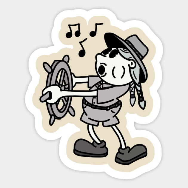 Steamboat Skip V2 Sticker by BigThunderDesigns